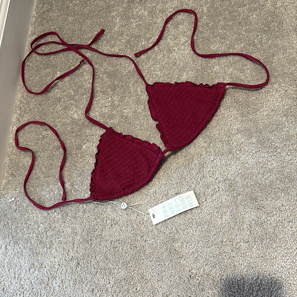 Burgundy Triangle Bikini Top